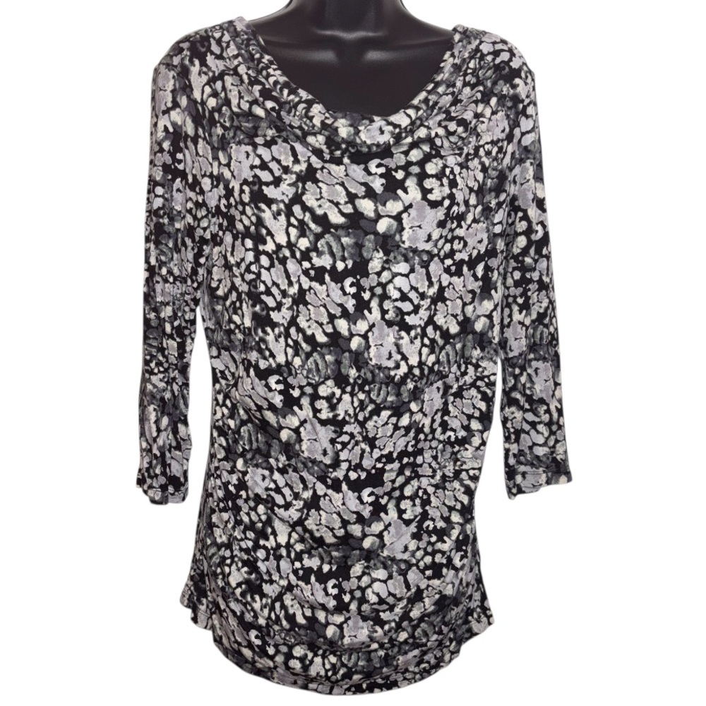 Rose & Olive Tunic Drape Neck Bracelet Sleeves Gathered Sides Women’s Size Large
